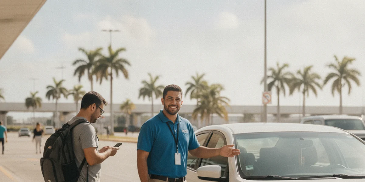 Rental car airport pickup with luggage at SJU San Juan airport — Car Rental San Juan